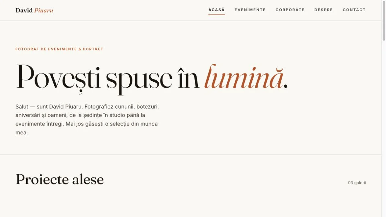 Previzualizare website David Piuaru